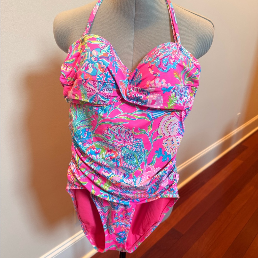 Lilly Pulitzer Hot Pink Multicolor Floral One-Piece Swimsuit